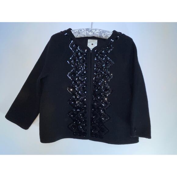 Anthropologie Elevenses Wool Crop Cardigan - Size M‎ - Sequin Detail, 100% Wool - Picture 1 of 10